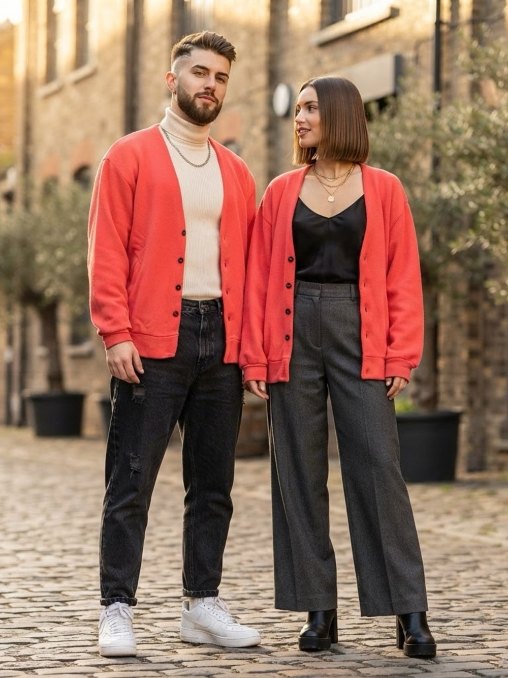 Vintage Unisex Cardigan Oversized Cardigan Sweater V-Neck
